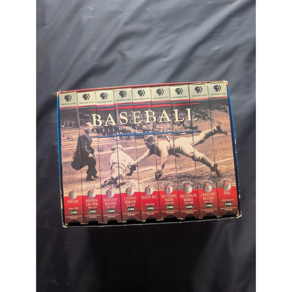 PBS Home Video Baseball A Film By Ken Burns VHS VCR Box Set of 9 Tapes Untested